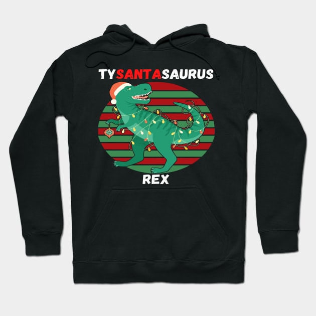 Santa Dinosaur T-Rex Raptor Christmas Presents Family Gift Hoodie by Lone Wolf Works